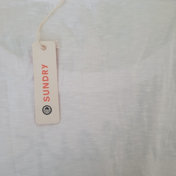 NWT SUNDRY x ANTHROPOLOGIE Always Late White Long Sleeves Roundneck Tee Shirt - Picture 5 of 6